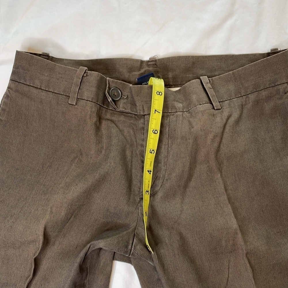 GAP Women’s 4A Chocolate Brown Linen Blend Cuffed Pants Preppy Academia y2k - Picture 7 of 10